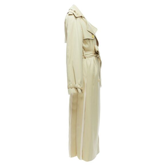 Gabriela Hearst Merino Wool Silk Trimmed Pleats Trench Coat - Picture 5 of 6